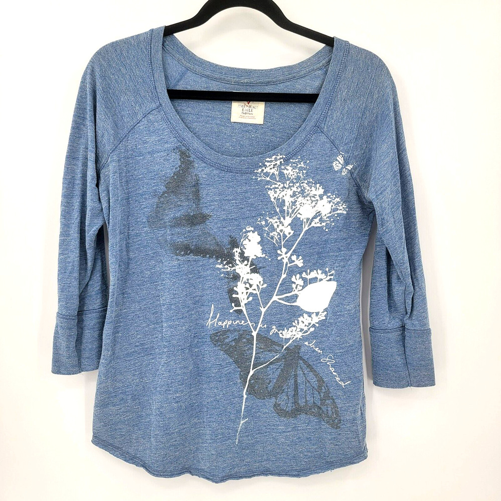 American Eagle Outfitters Women's M Pullover Scoop Neck Blouse Top T-Shirt y2k